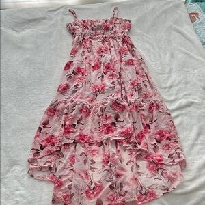 Blue Rain Pink and White Floral Maxi Dress